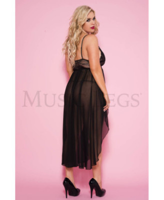 Nuisette longue noire transparente grande taille 